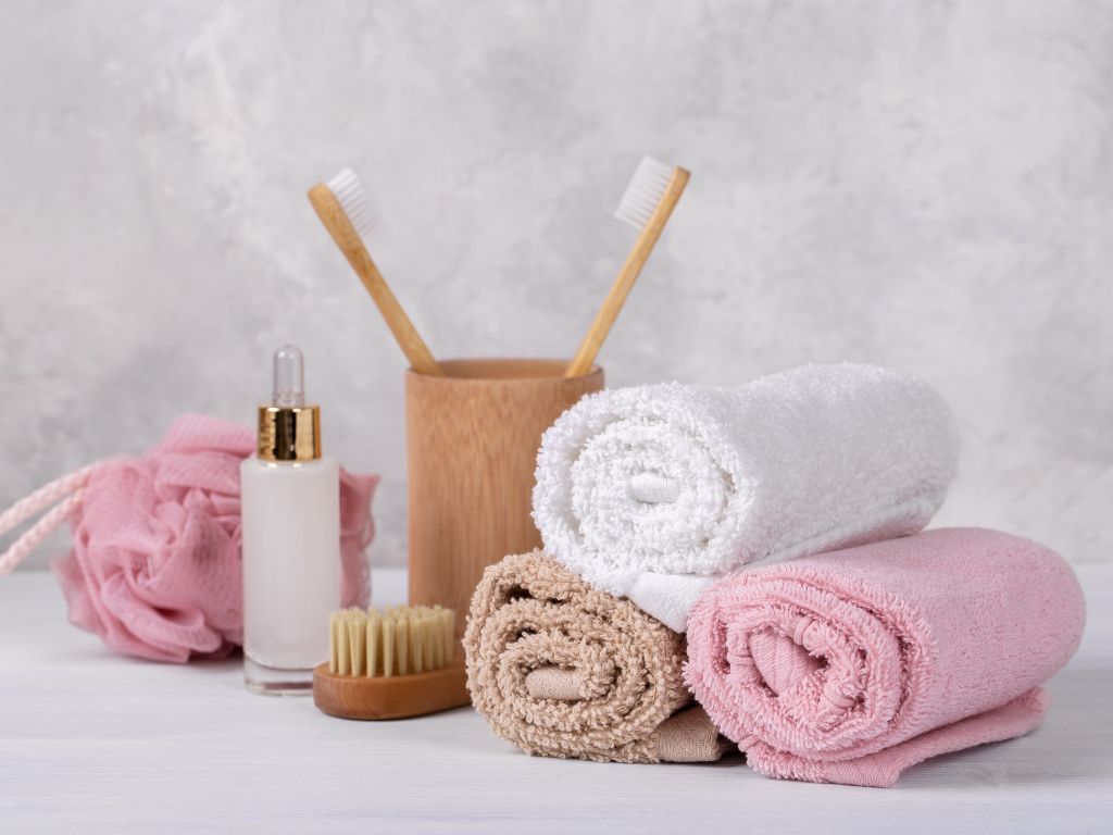 Kit de toalhas (banho e rosto)
Assim como a cama, o ideal é ter ao menos dois kits para revezar.